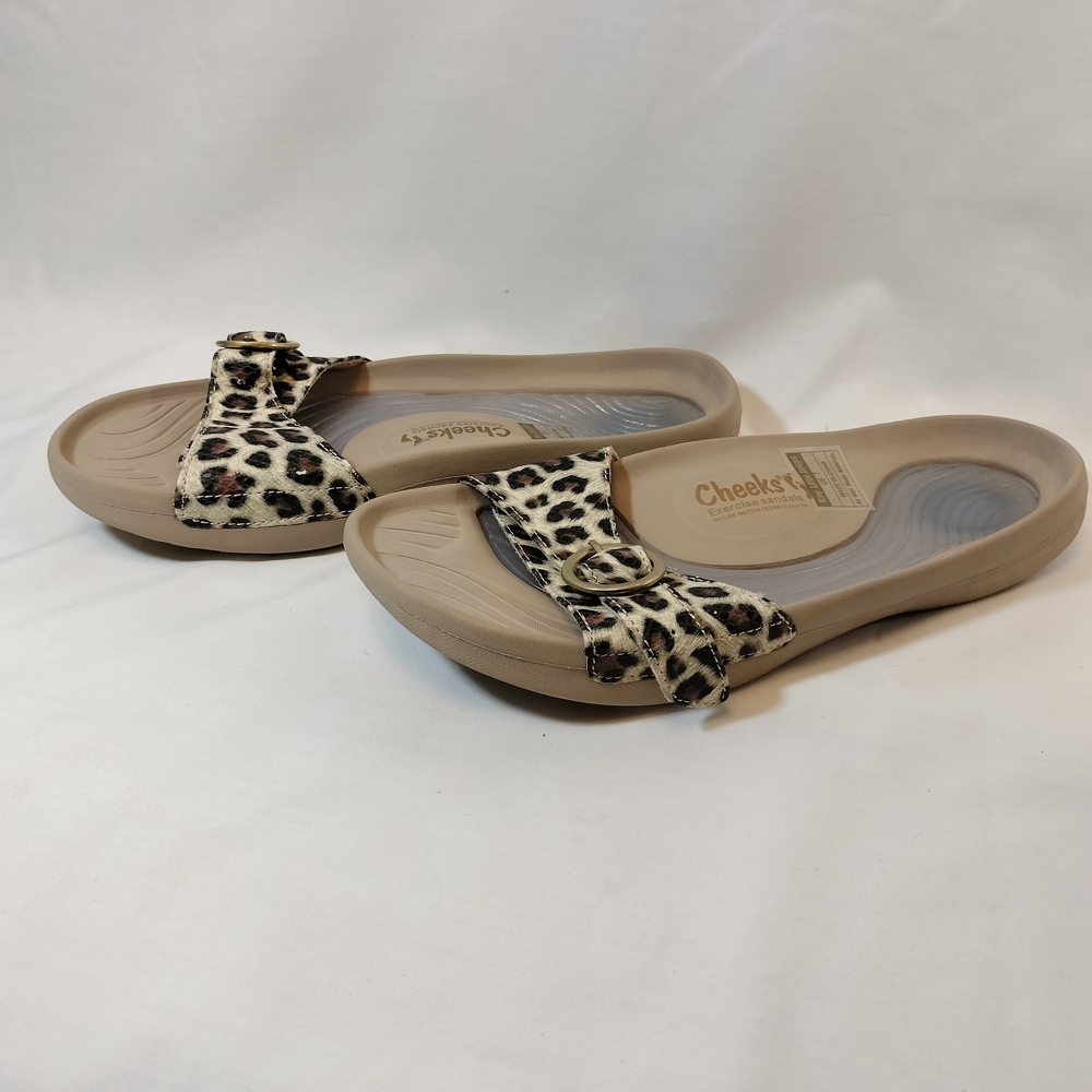 CHEEKS by Tony Little Exercise Slide Sandal NWT Cheetah‎ print
